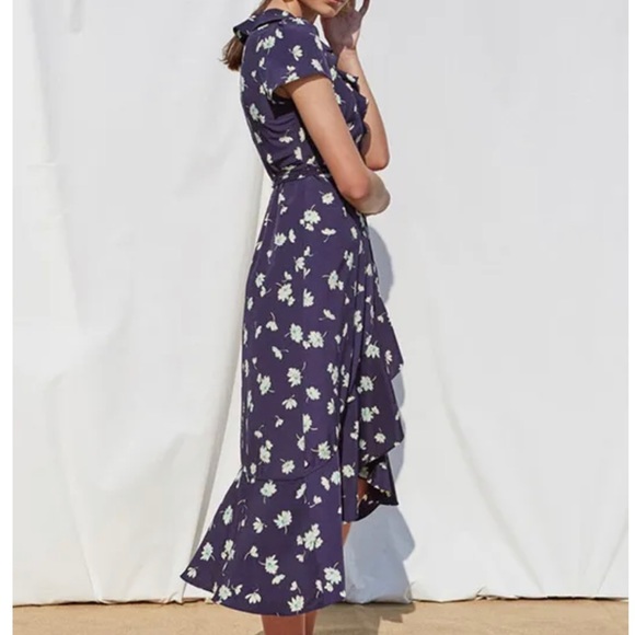 Elika Wrap Dress Navy - Picture 2 of 9